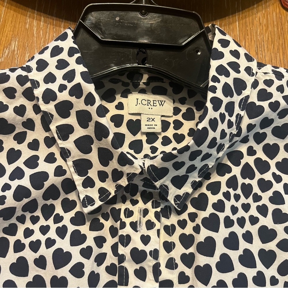 J. Crew B&W Heart Pattern Shirt - Picture 3 of 5